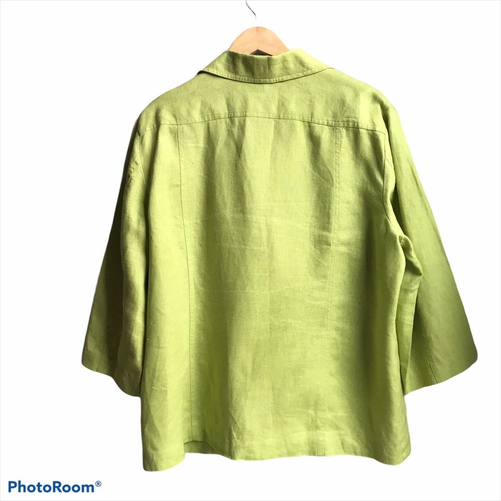 Chico’s 100% Linen Button Front 3/4 Sleeve Blazer - Picture 7 of 13